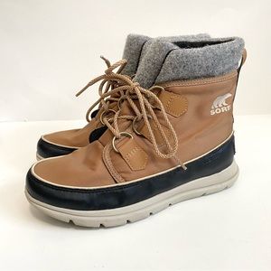 Sorel Women's Explorer Carnival Boots Waterproof Brown Black Size 8